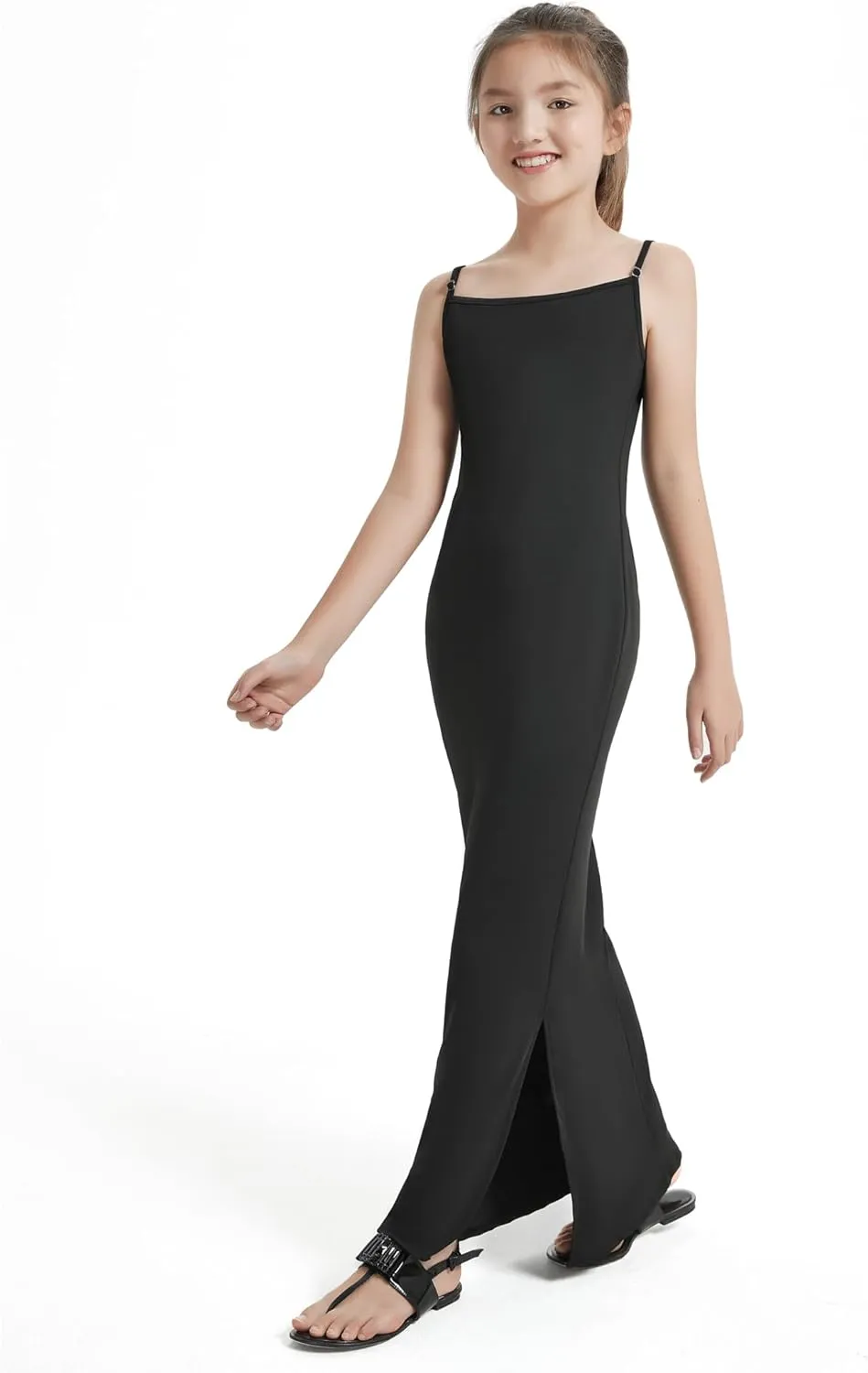 EXARUS Girls Bodycon Maxi Dress Spaghetti Strap Slip/Sleeveless/Short Sleeve/Long Sleeve Kid Pencil Casual Long Dresses