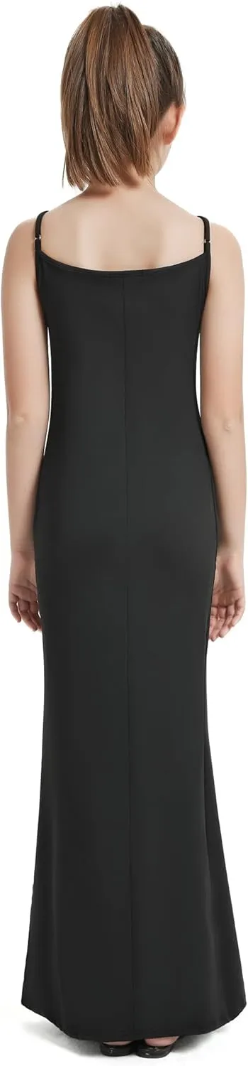 EXARUS Girls Bodycon Maxi Dress Spaghetti Strap Slip/Sleeveless/Short Sleeve/Long Sleeve Kid Pencil Casual Long Dresses