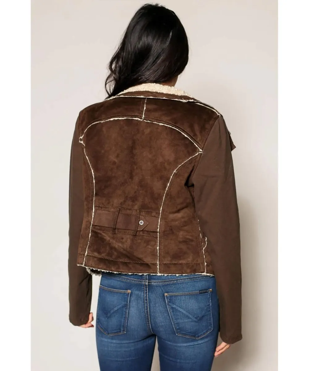 Sherpa Moto Jacket Brown