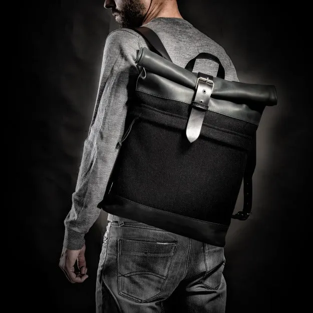 Wool Felt Black Backpack